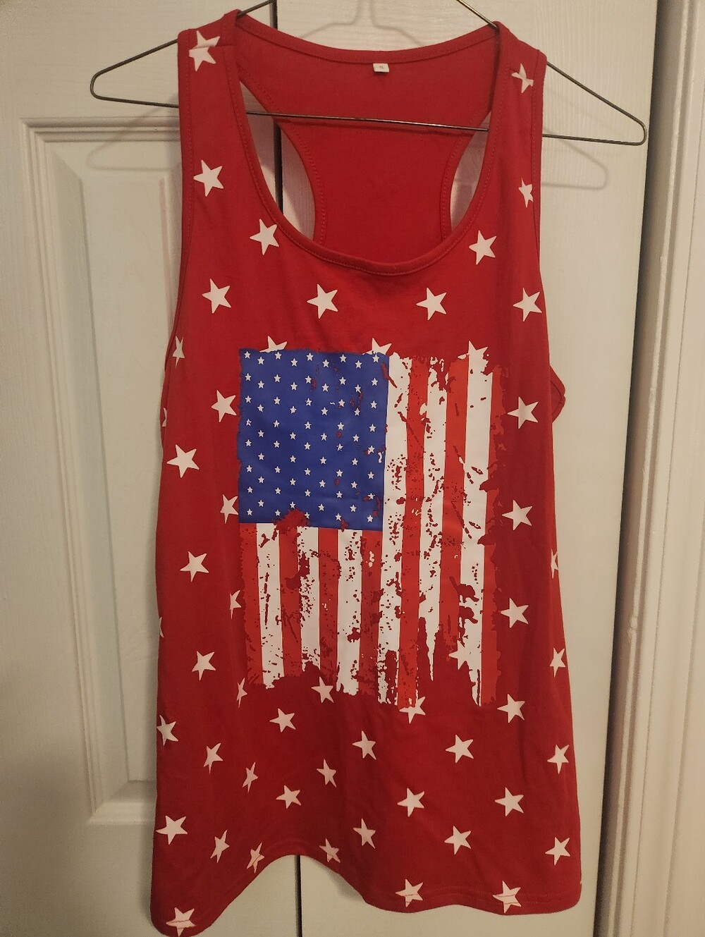 NWOT 4th Of July Red Star Print American Flag Tank Top Size Small